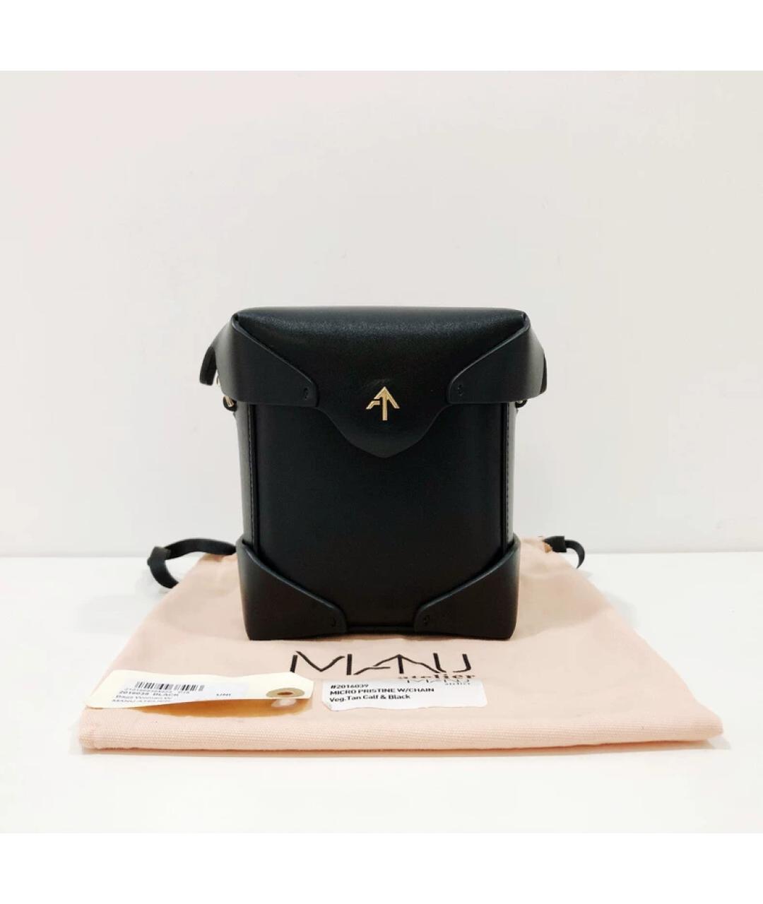 MANU ATELIER Черная кожаная сумка через плечо, фото 9
