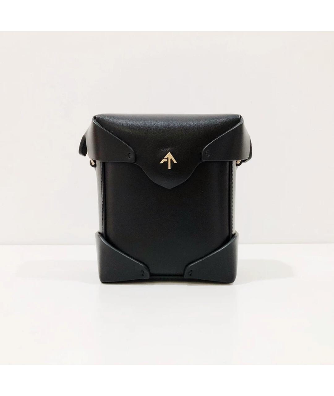 MANU ATELIER Черная кожаная сумка через плечо, фото 10
