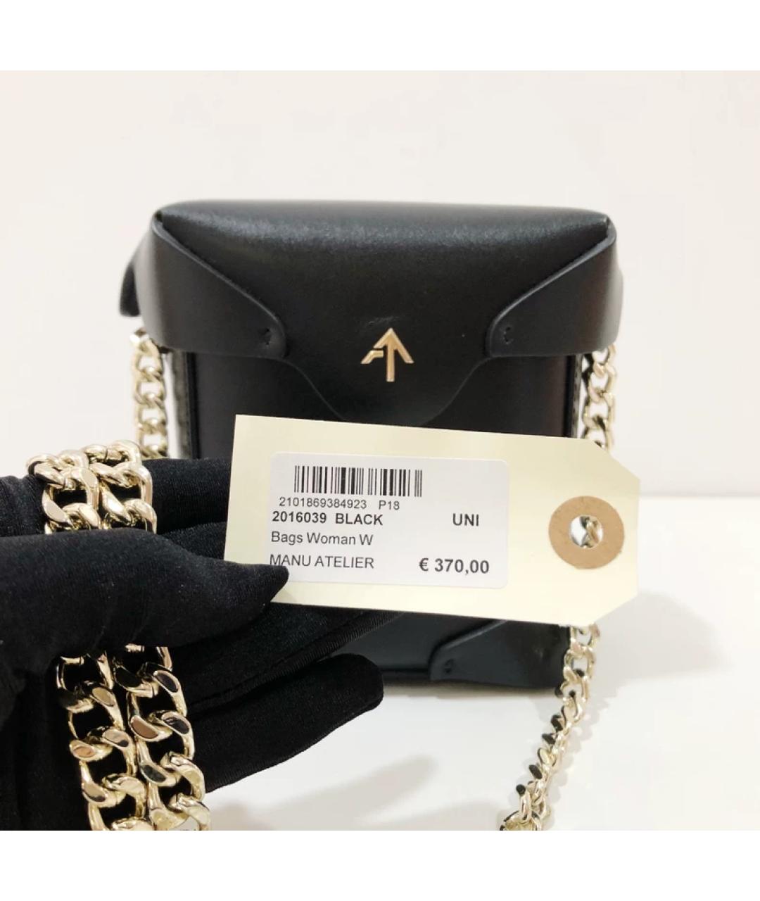 MANU ATELIER Черная кожаная сумка через плечо, фото 5