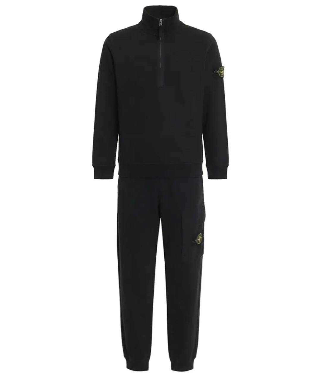 STONE ISLAND Черный хлопковый спортивный костюм, фото 1