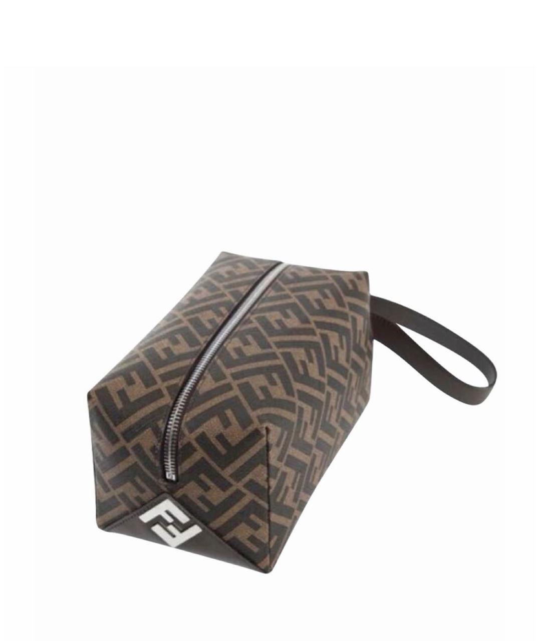 FENDI Коричневая кожаная косметичка, фото 2