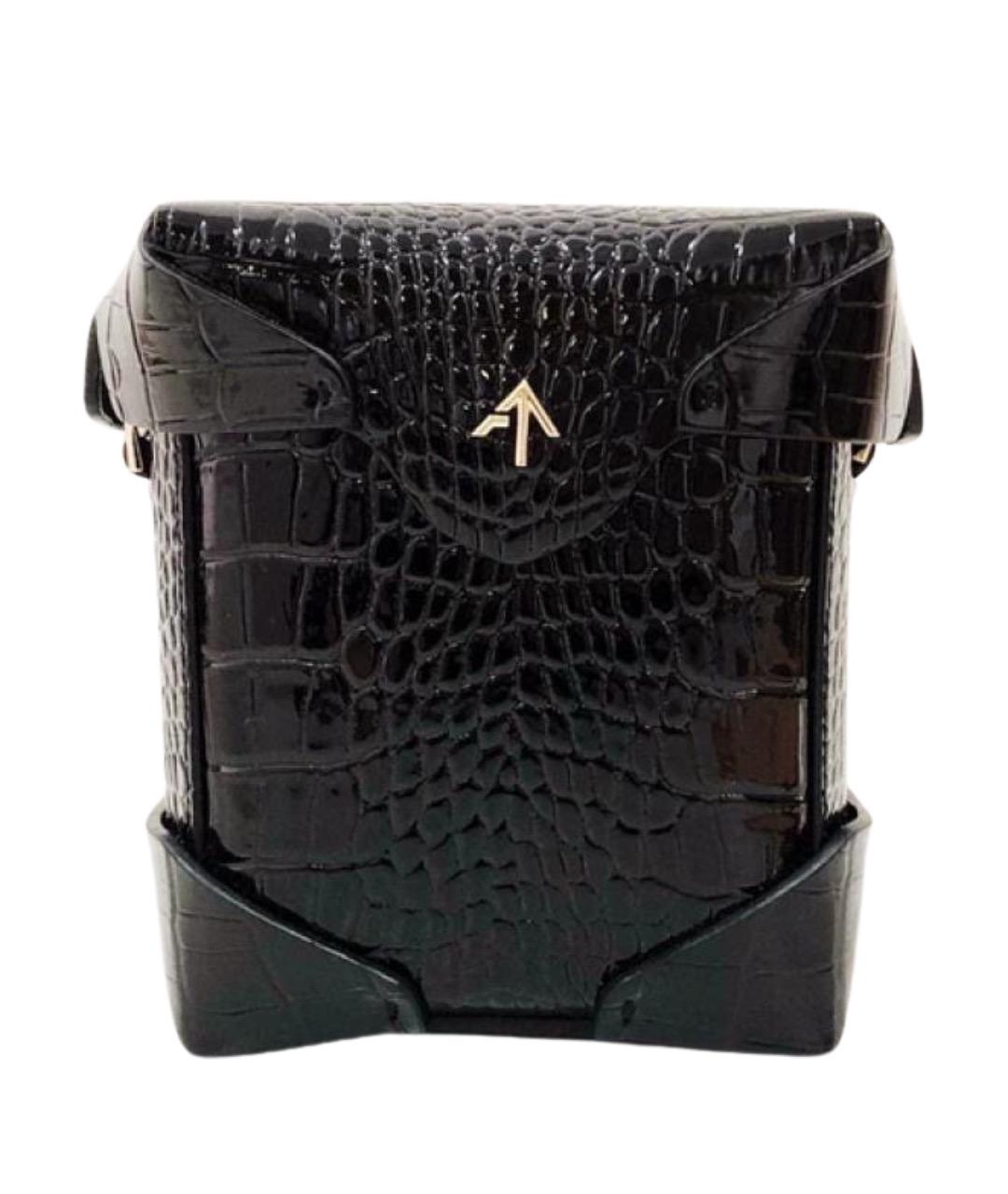 MANU ATELIER Черная кожаная сумка через плечо, фото 1