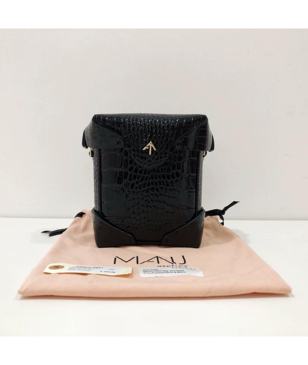 MANU ATELIER Черная кожаная сумка через плечо, фото 6