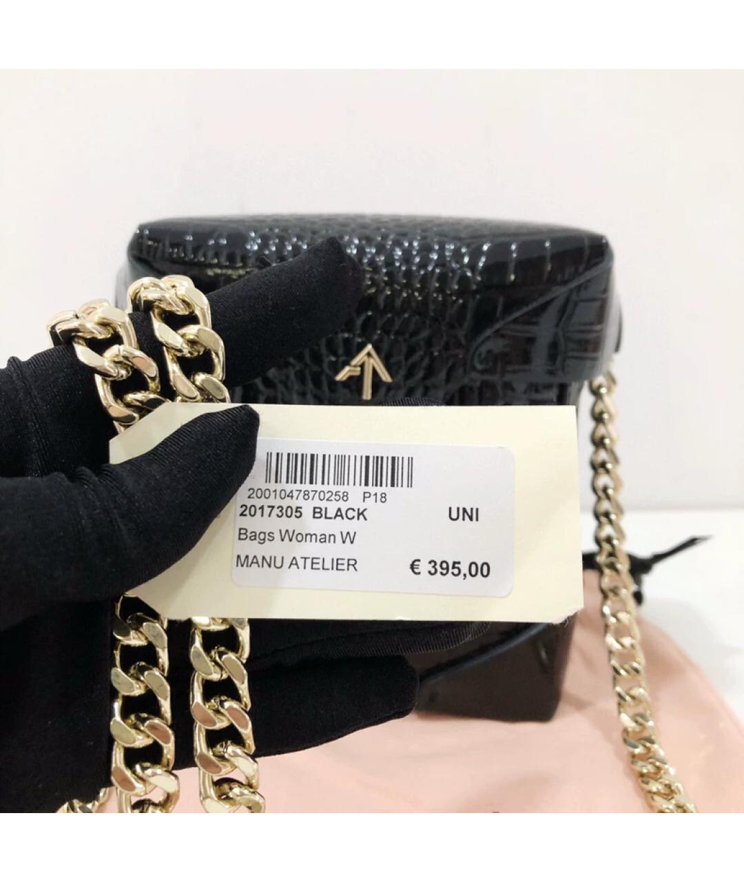 MANU ATELIER Черная кожаная сумка через плечо, фото 5