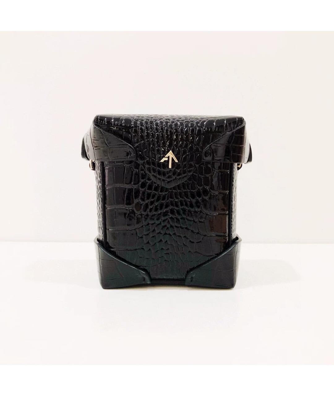 MANU ATELIER Черная кожаная сумка через плечо, фото 7