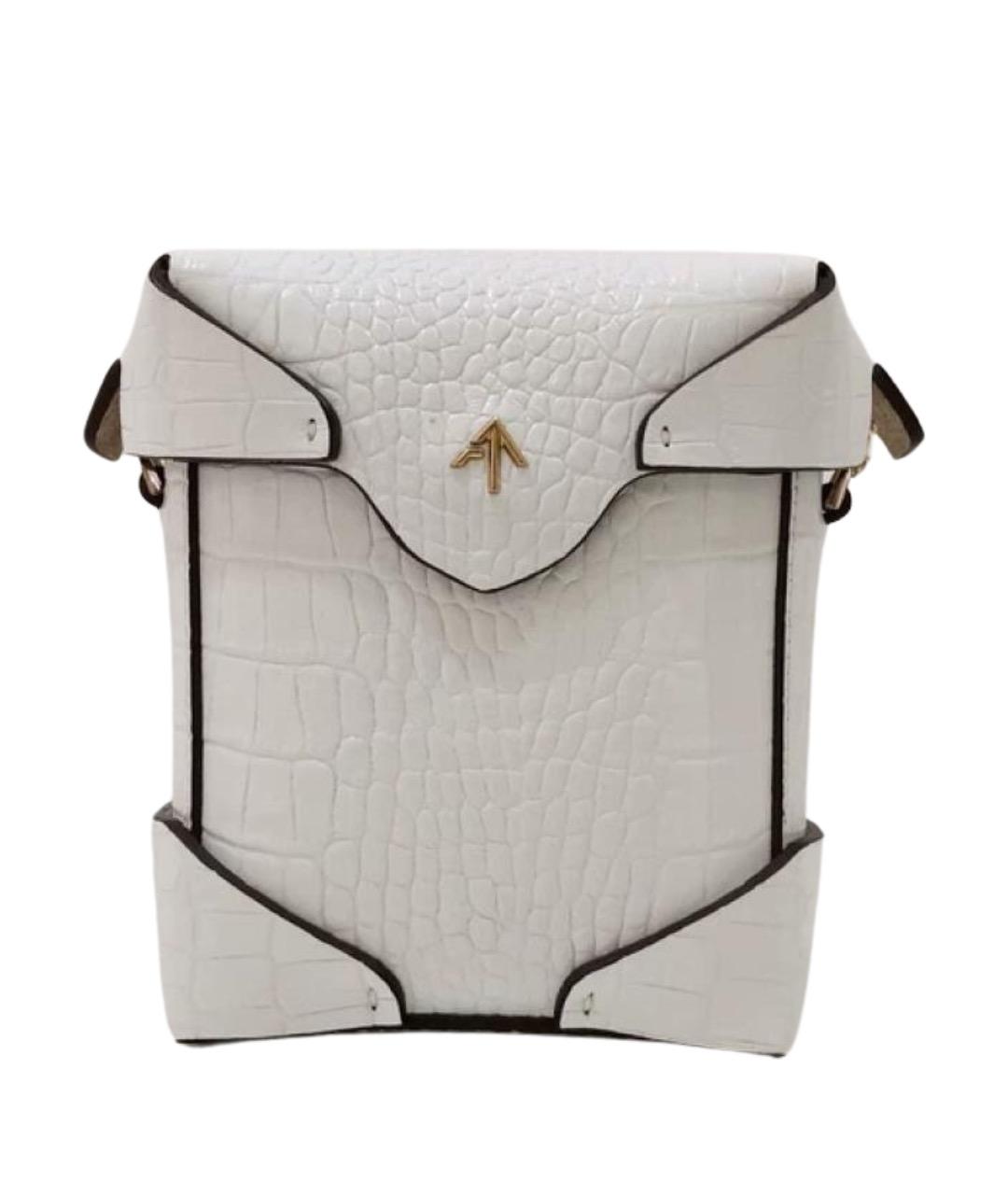 MANU ATELIER Белая кожаная сумка через плечо, фото 1