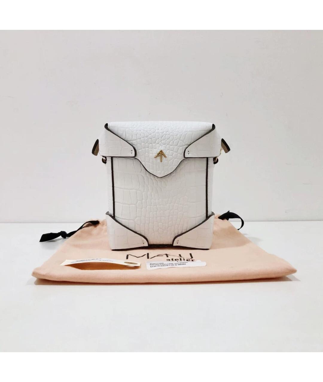 MANU ATELIER Белая кожаная сумка через плечо, фото 8