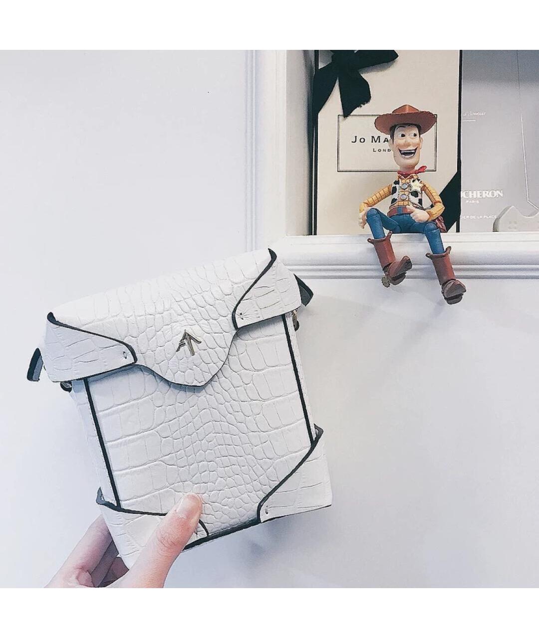 MANU ATELIER Белая кожаная сумка через плечо, фото 6