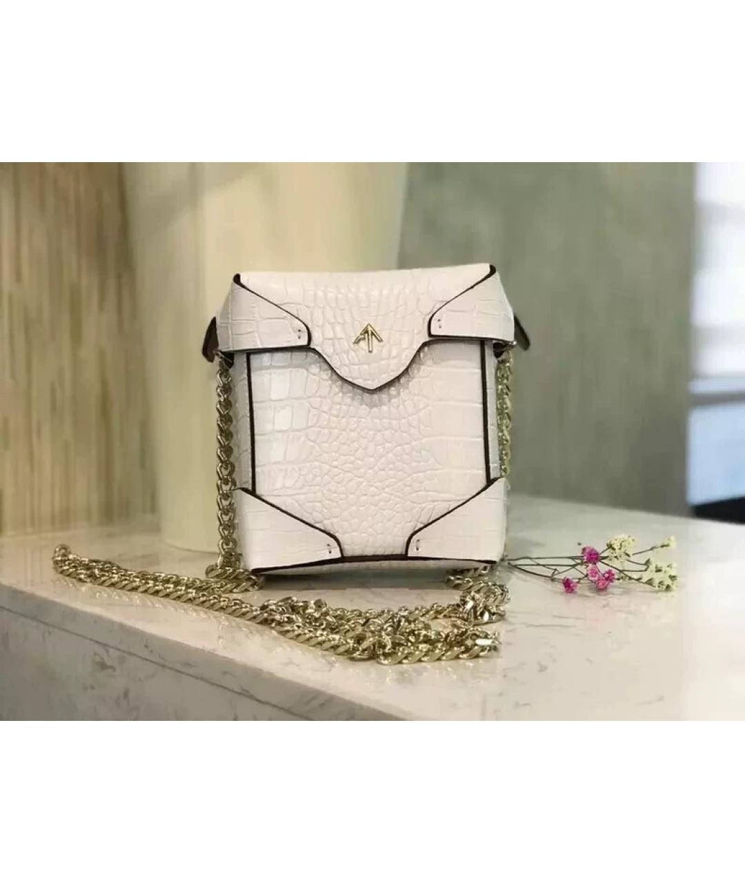 MANU ATELIER Белая кожаная сумка через плечо, фото 7