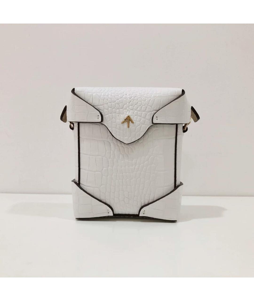 MANU ATELIER Белая кожаная сумка через плечо, фото 9