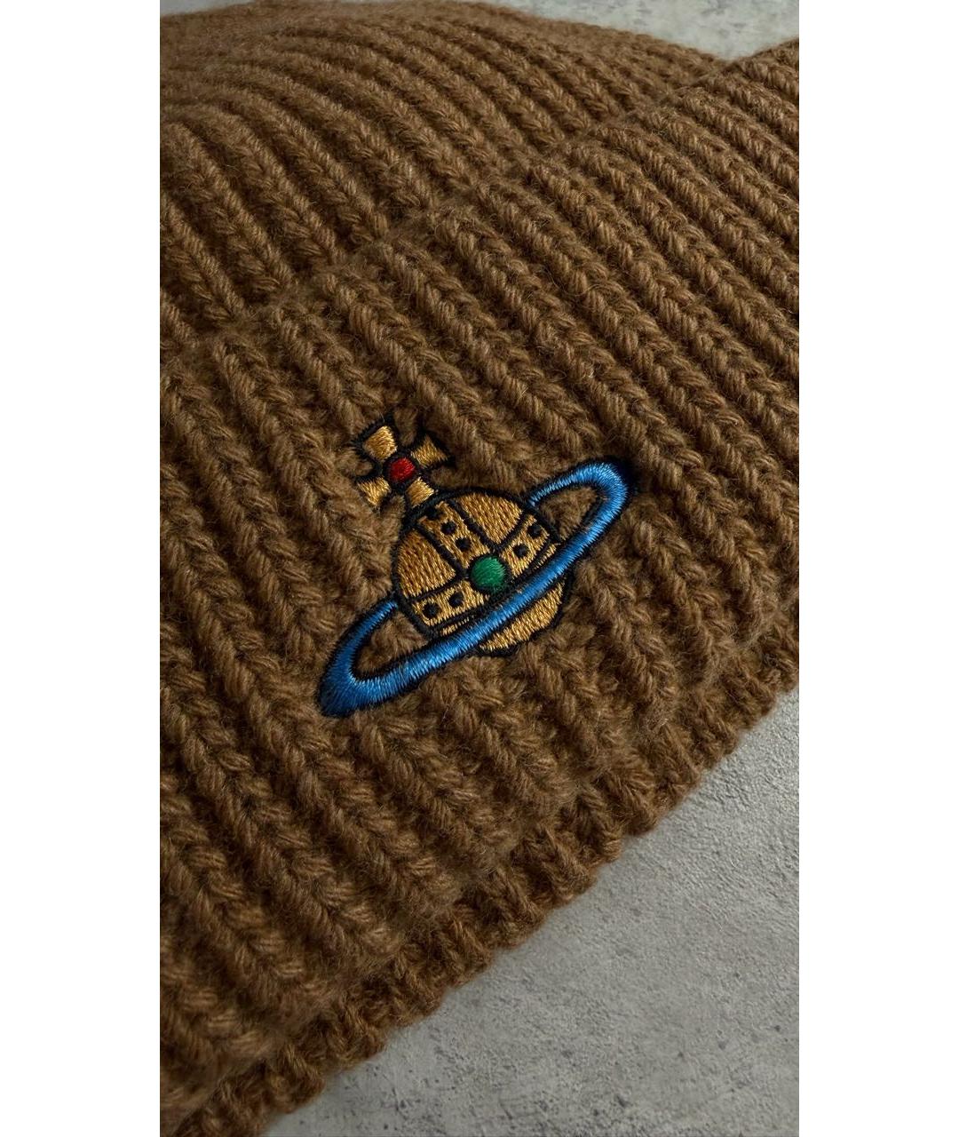 VIVIENNE WESTWOOD Коричневая шерстяная шапка, фото 3