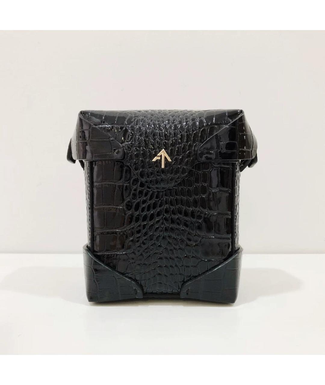 MANU ATELIER Черная кожаная сумка через плечо, фото 10