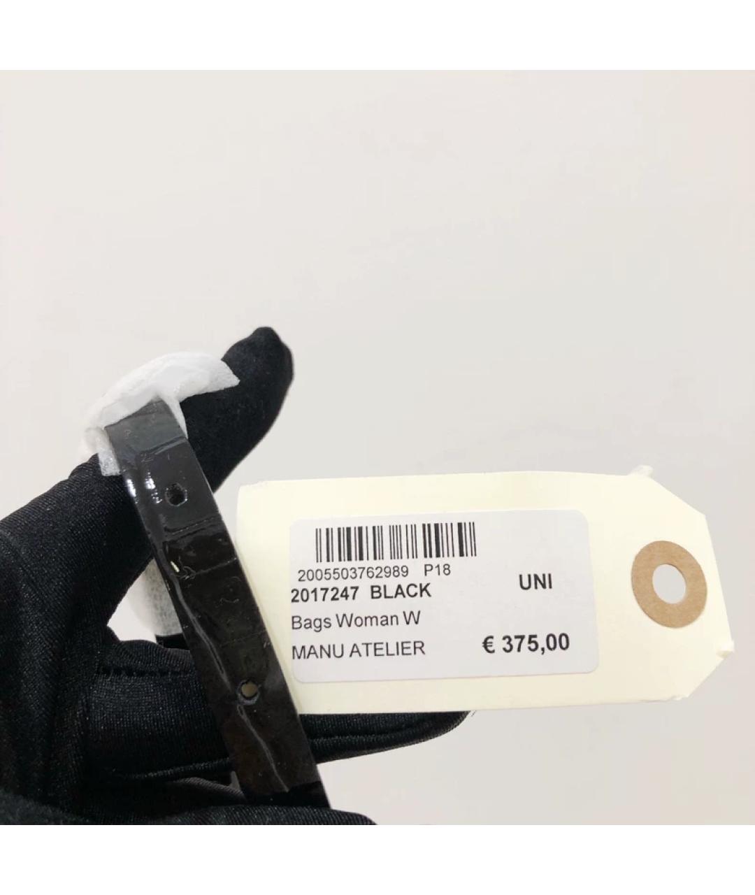 MANU ATELIER Черная кожаная сумка через плечо, фото 5