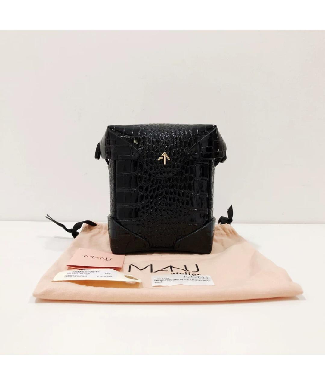 MANU ATELIER Черная кожаная сумка через плечо, фото 9