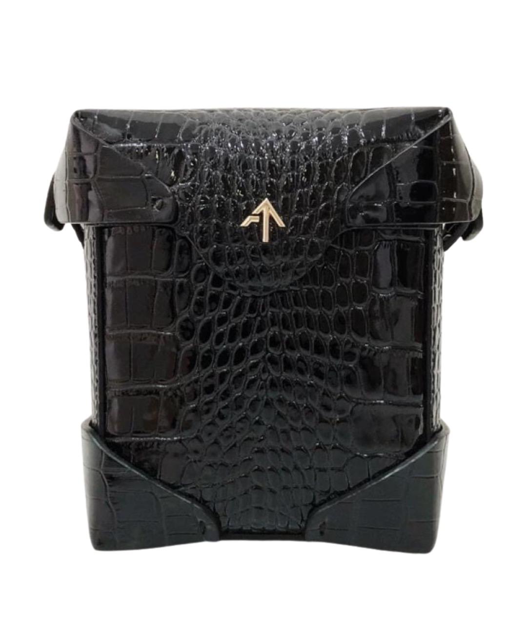 MANU ATELIER Черная кожаная сумка через плечо, фото 1