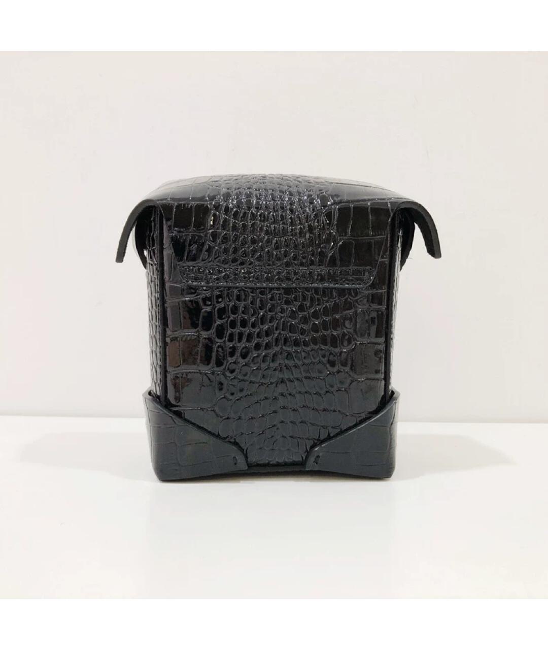 MANU ATELIER Черная кожаная сумка через плечо, фото 3