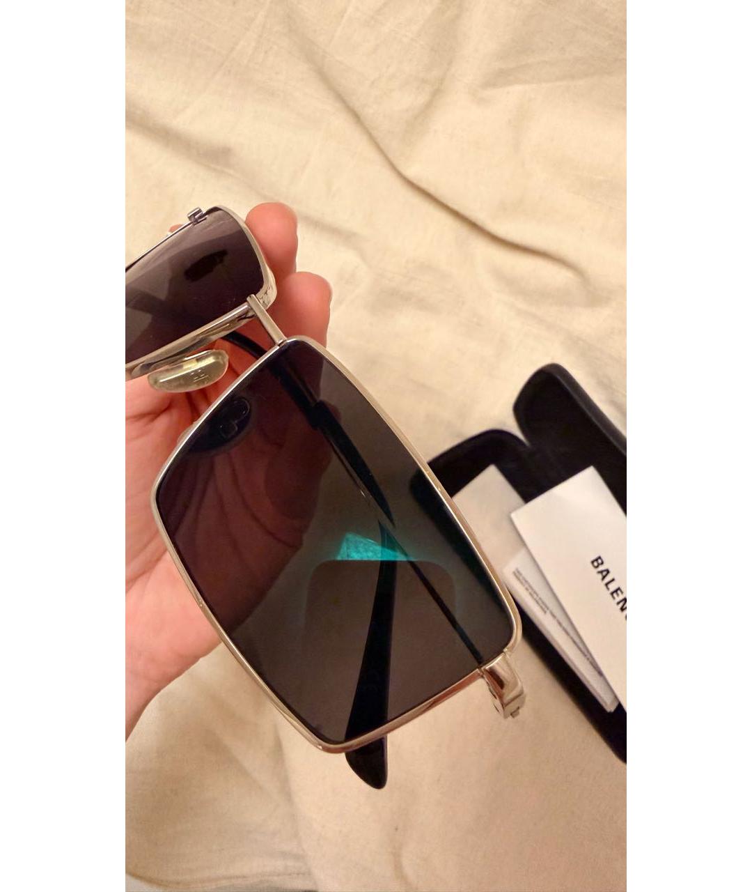 BALENCIAGA Серебряные металлические солнцезащитные очки, фото 2