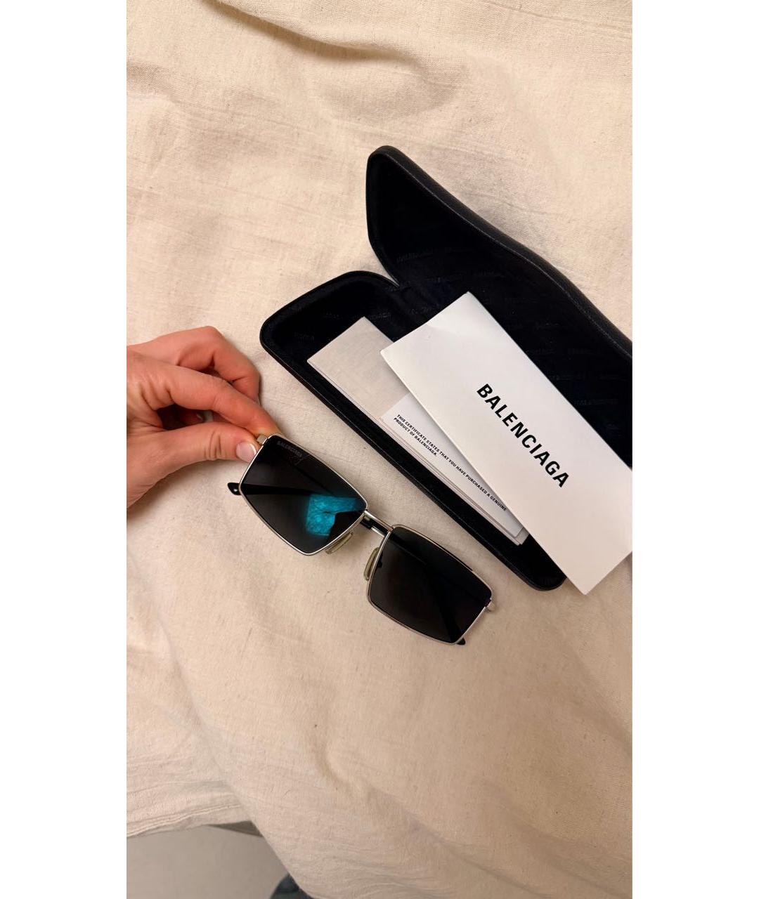 BALENCIAGA Серебряные металлические солнцезащитные очки, фото 4