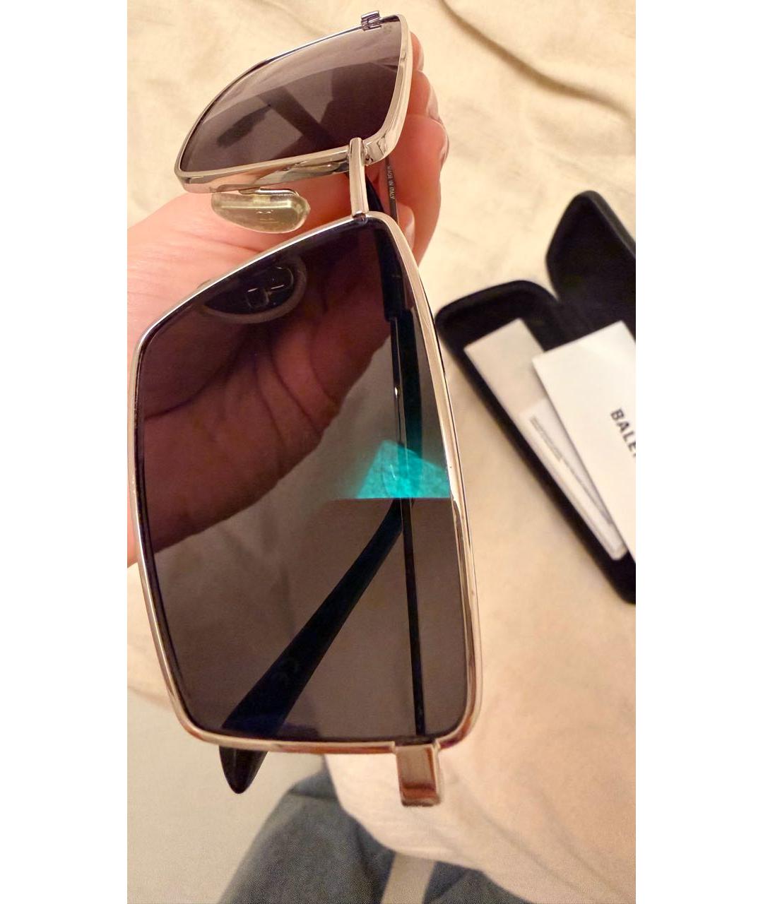 BALENCIAGA Серебряные металлические солнцезащитные очки, фото 3