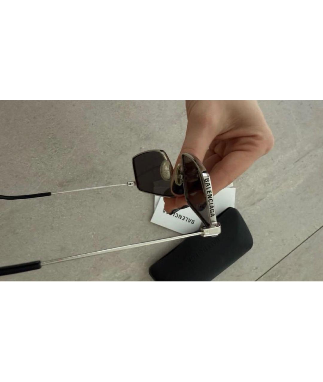 BALENCIAGA Серебряные металлические солнцезащитные очки, фото 5