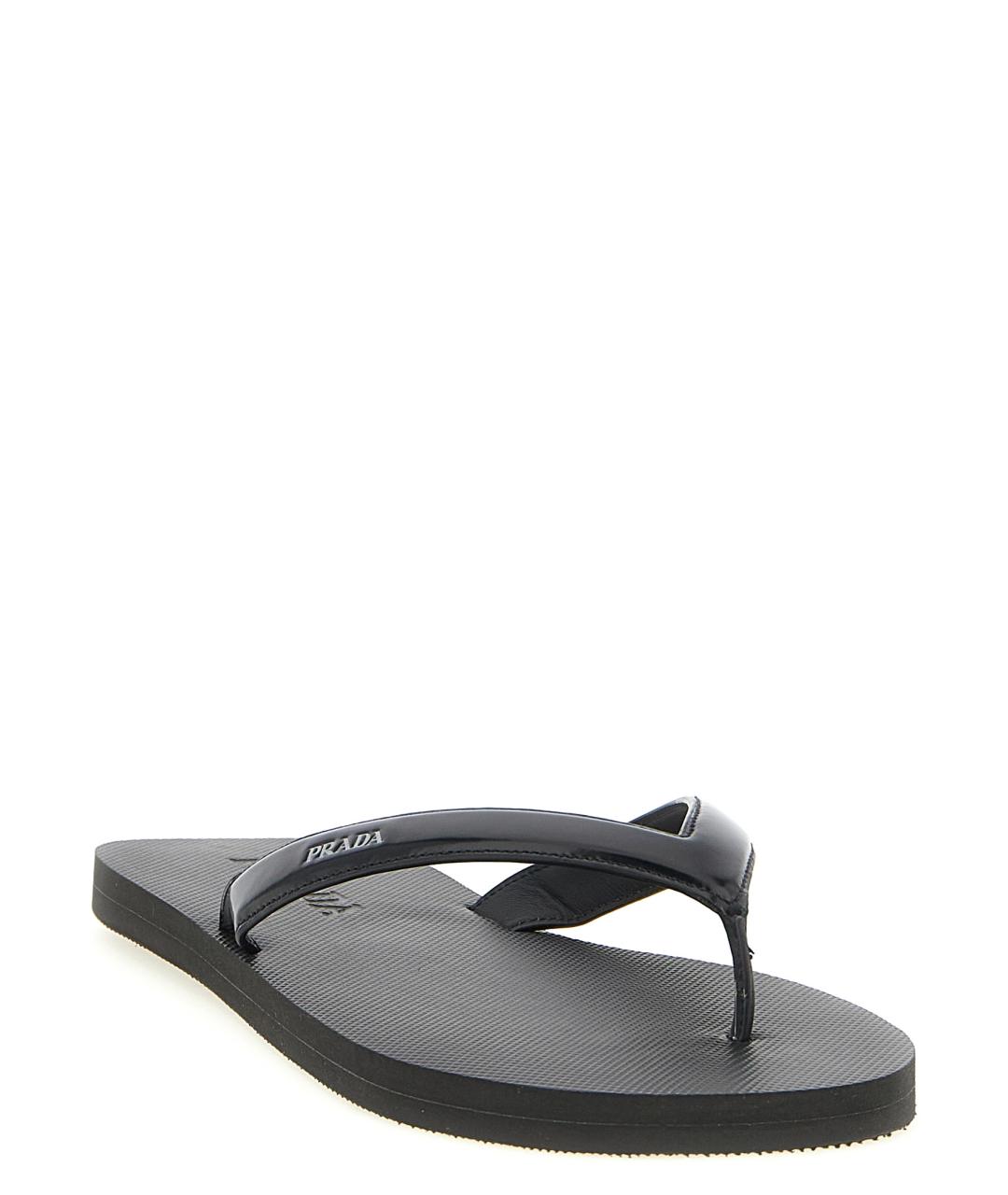 PRADA Черные кожаные шлепанцы, фото 2