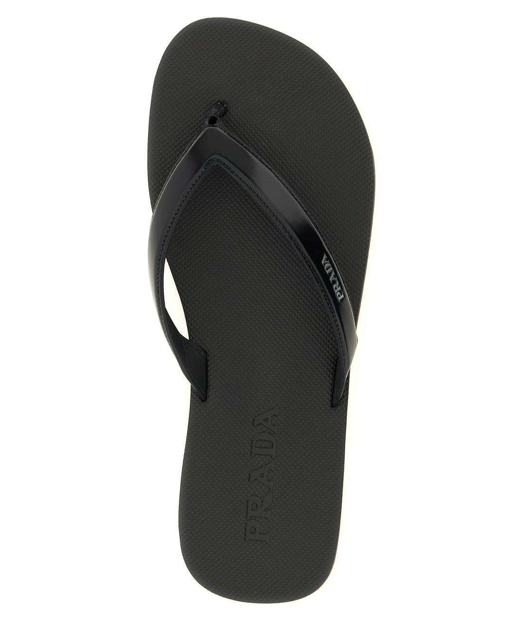 PRADA Черные кожаные шлепанцы, фото 4