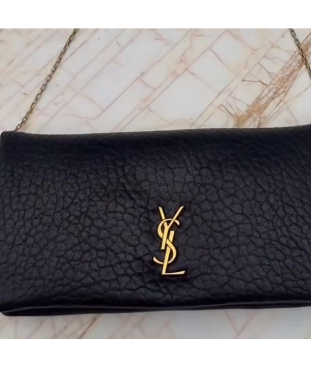 SAINT LAURENT Черная кожаная сумка через плечо, фото 8