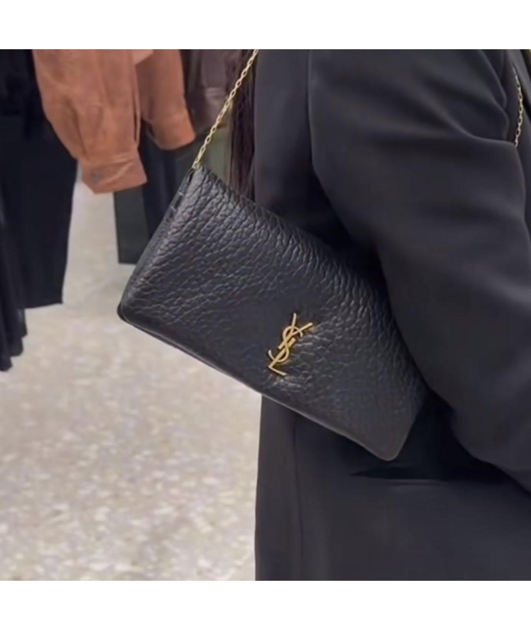 SAINT LAURENT Черная кожаная сумка через плечо, фото 7