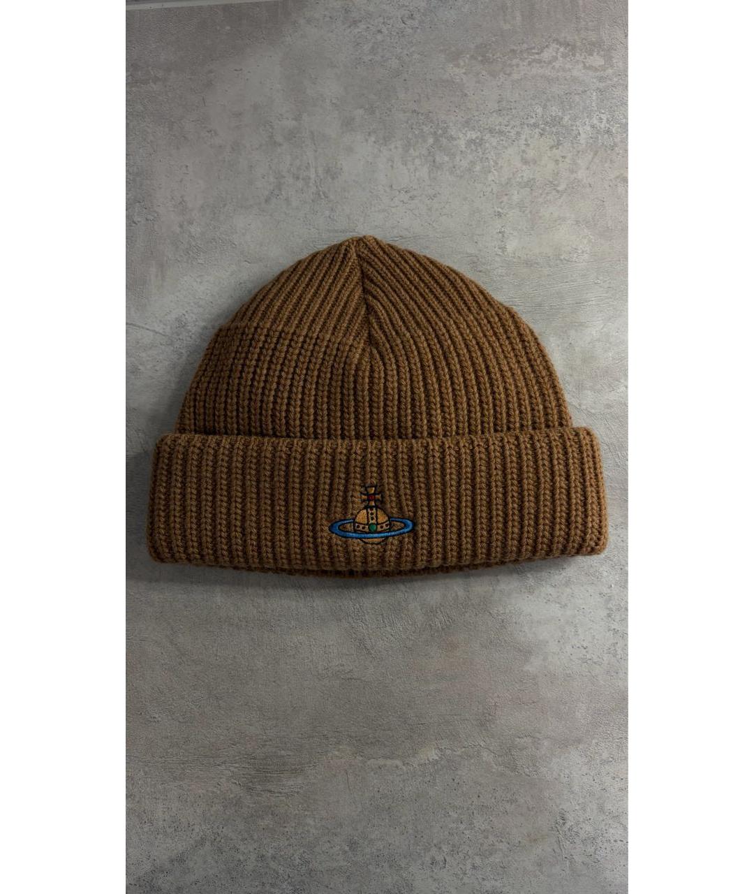 VIVIENNE WESTWOOD Коричневая шерстяная шапка, фото 6