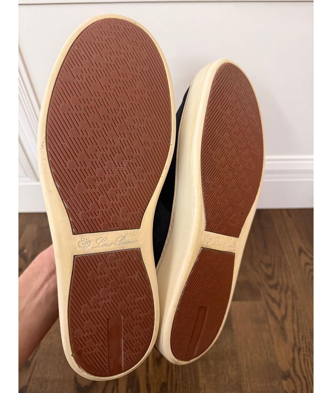 LORO PIANA Темно-синие замшевые низкие кроссовки / кеды, фото 4