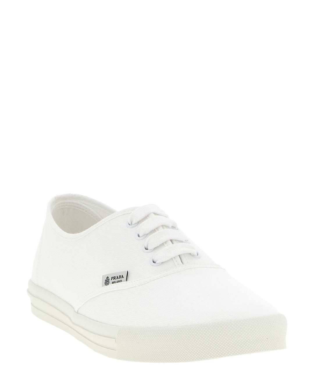 PRADA Белые текстильные низкие кроссовки / кеды, фото 2