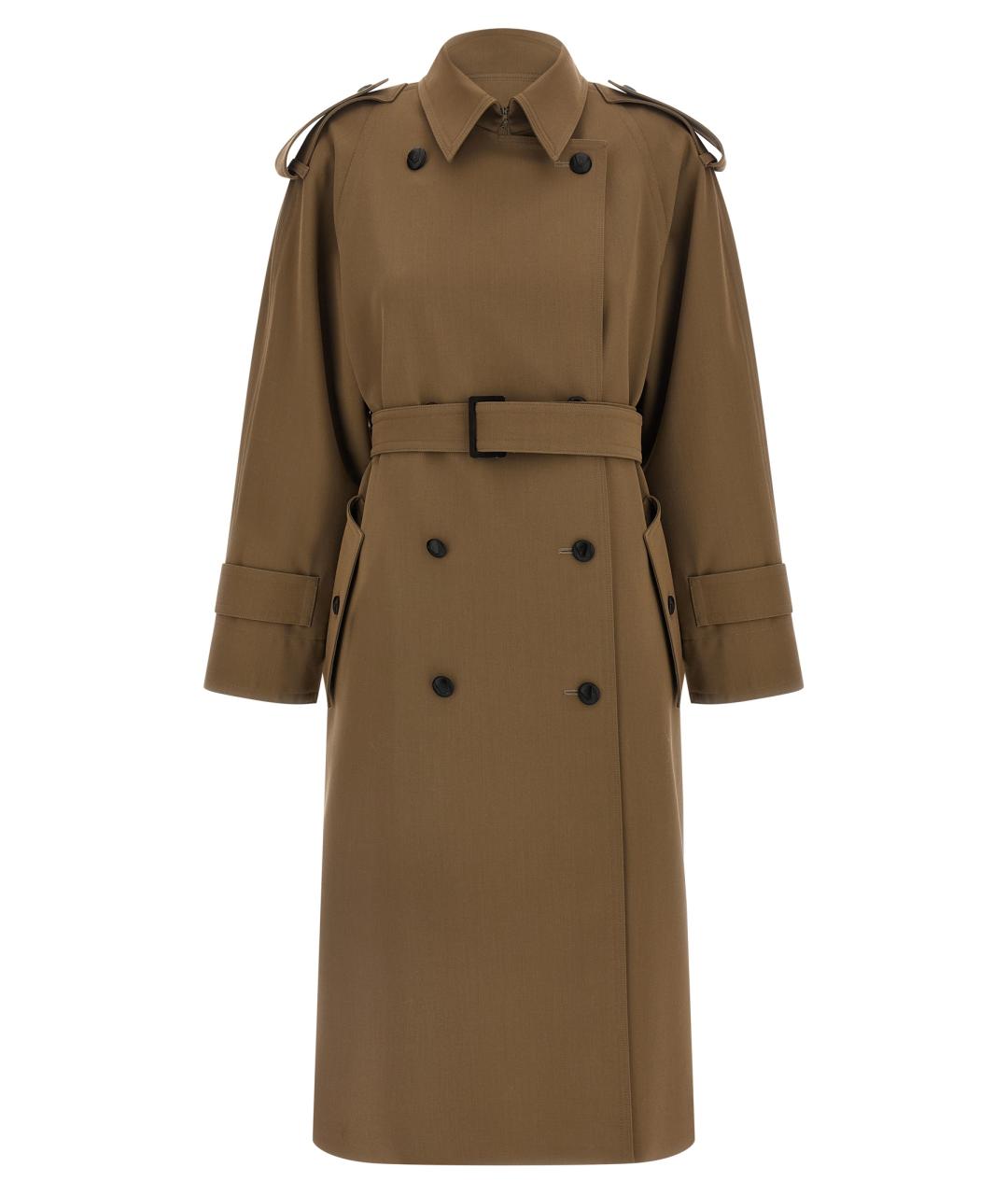 MAX MARA Коричневый шерстяной тренч/плащ, фото 1