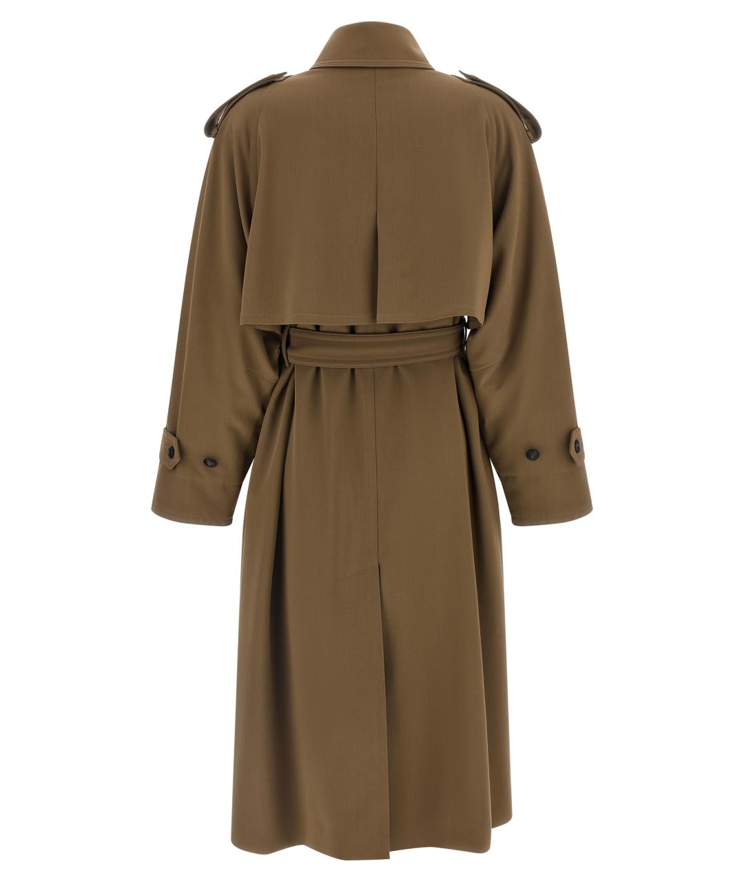 MAX MARA Коричневый шерстяной тренч/плащ, фото 3