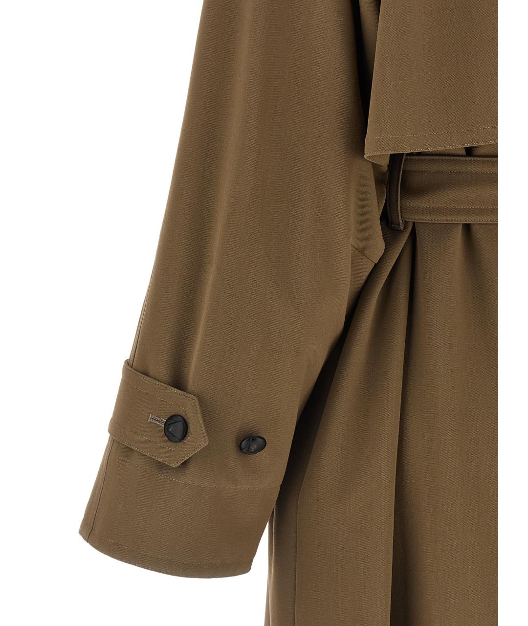 MAX MARA Коричневый шерстяной тренч/плащ, фото 5