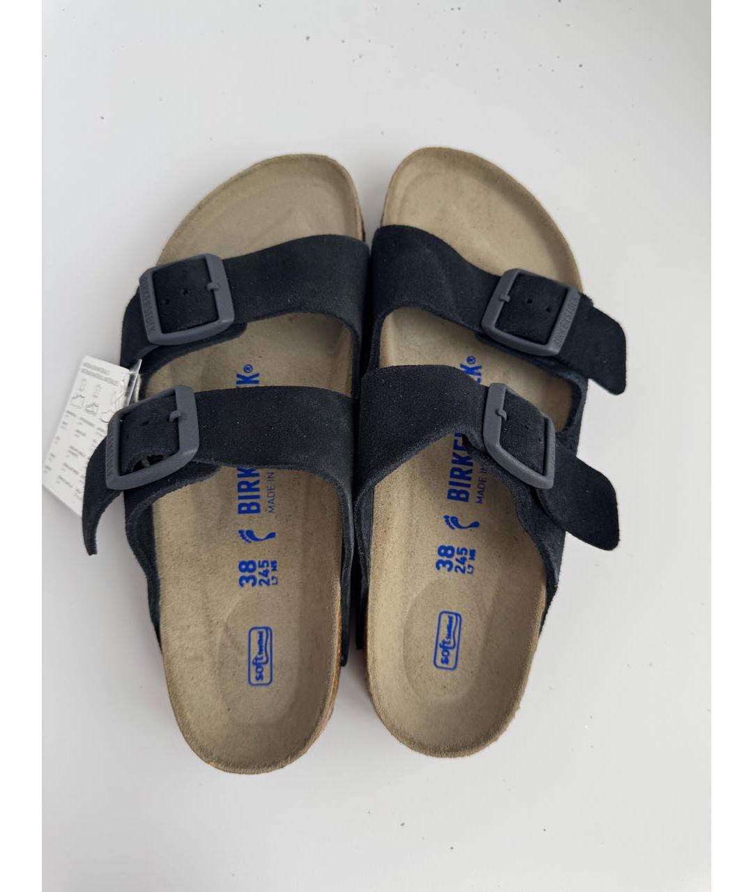 BIRKENSTOCK Темно-синие замшевые шлепанцы, фото 3