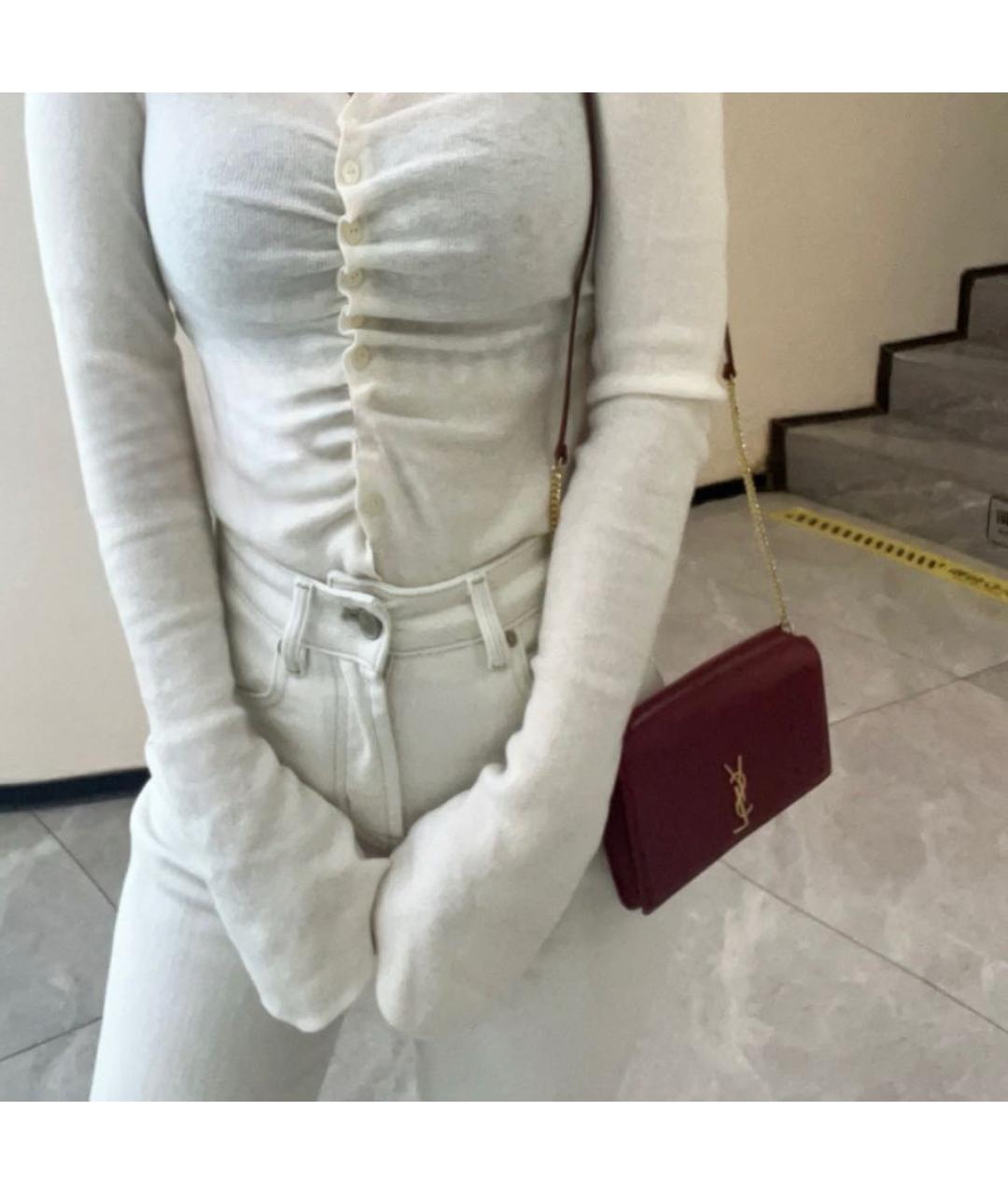 SAINT LAURENT Бордовая сумка через плечо из лакированной кожи, фото 8