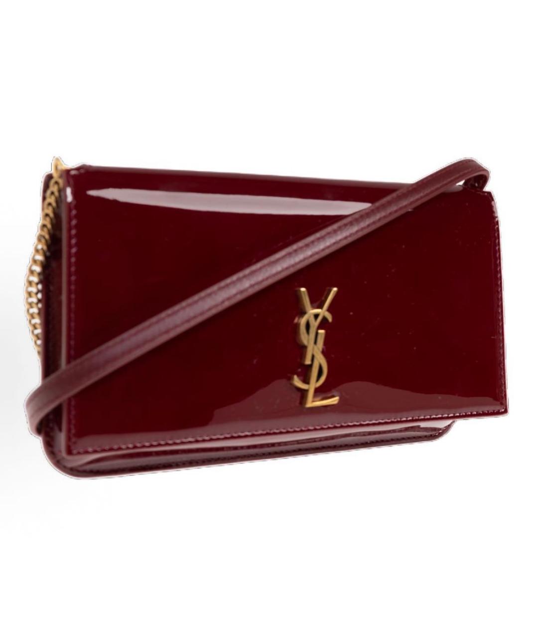 SAINT LAURENT Бордовая сумка через плечо из лакированной кожи, фото 2