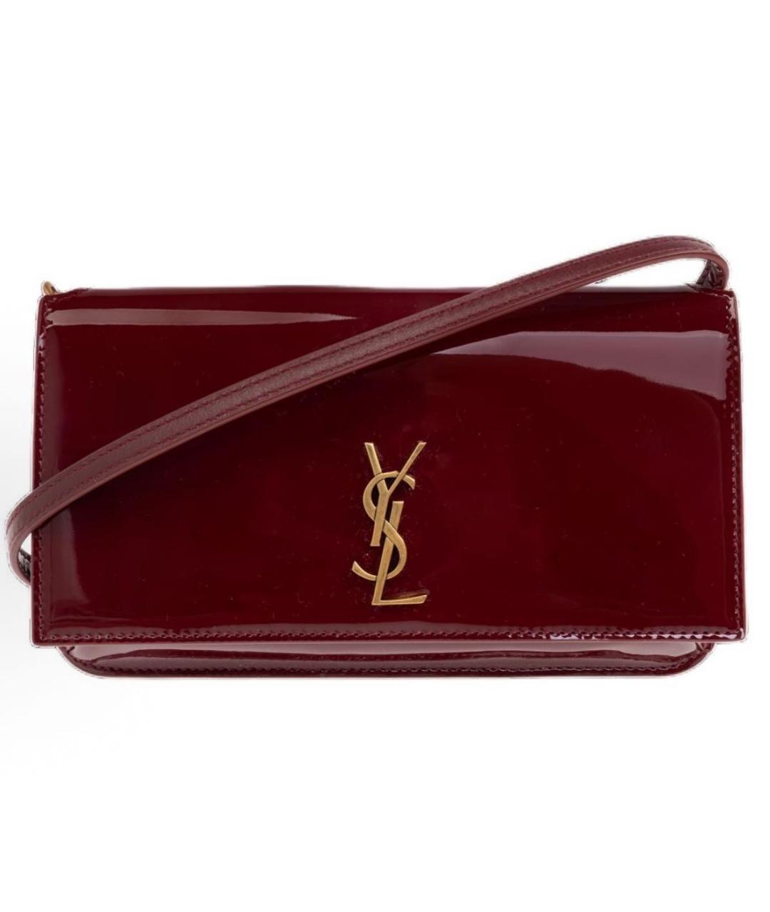 SAINT LAURENT Бордовая сумка через плечо из лакированной кожи, фото 9