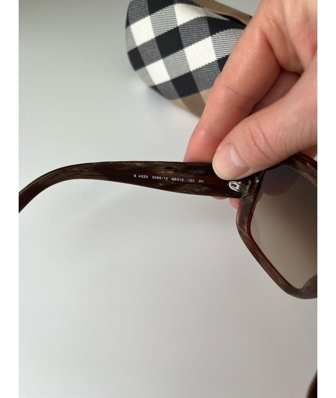 BURBERRY Коричневые пластиковые солнцезащитные очки, фото 6