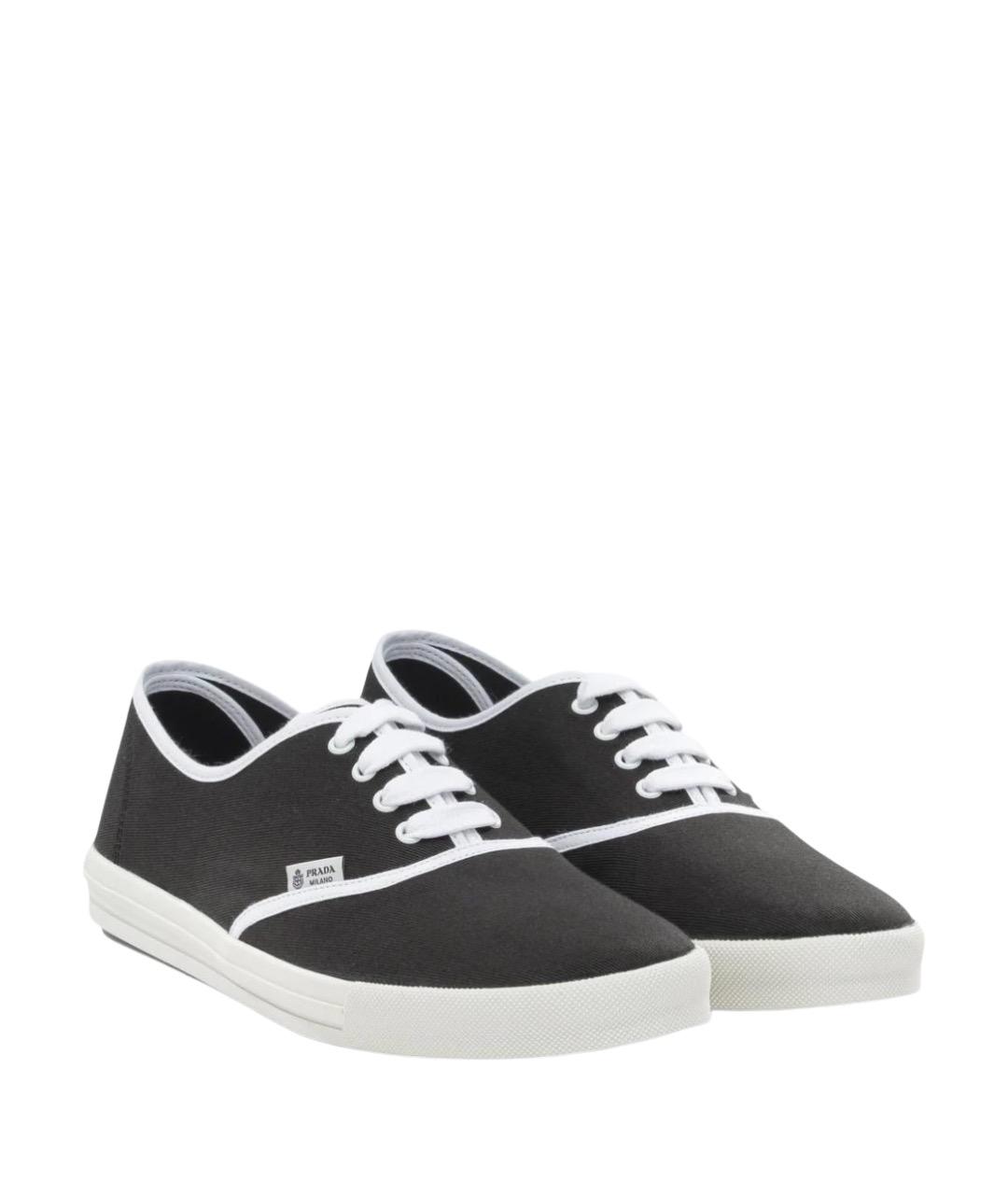 PRADA Черные текстильные низкие кроссовки / кеды, фото 3