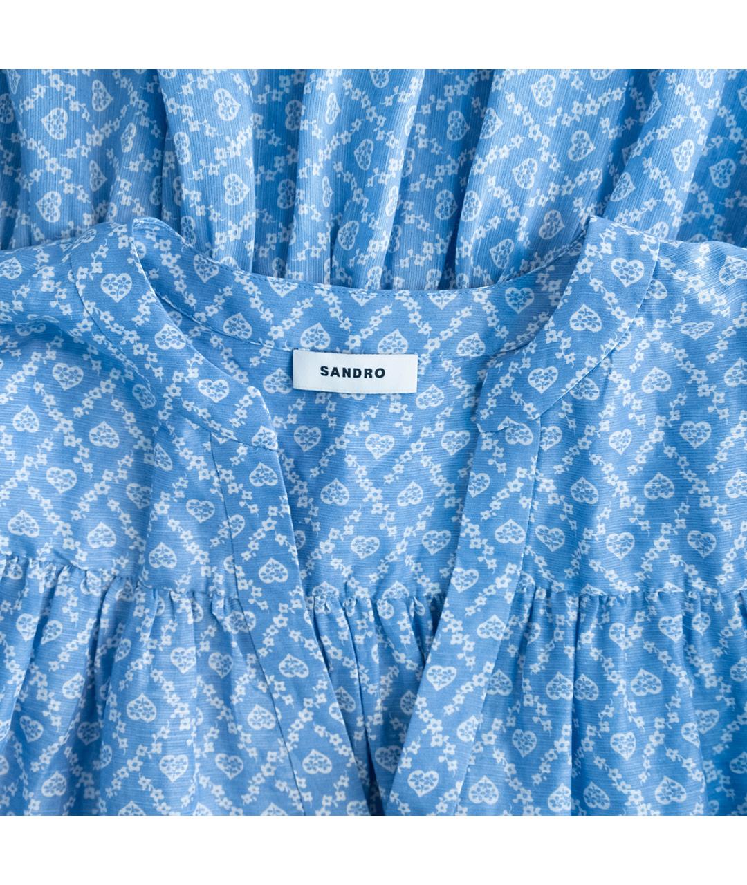 SANDRO Голубое льняное повседневное платье, фото 3