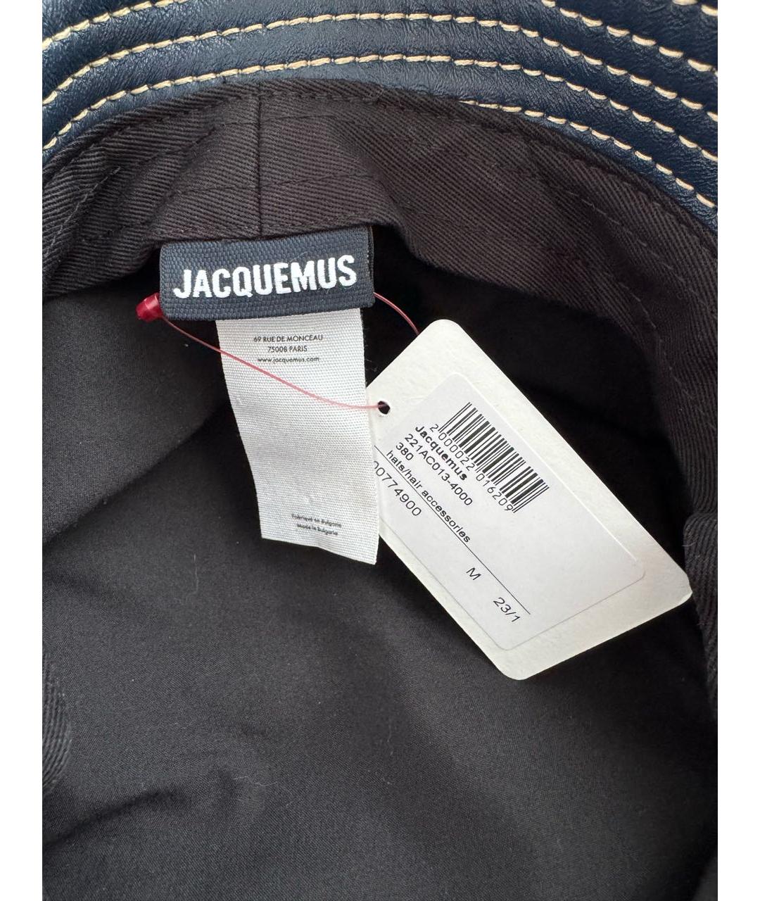 JACQUEMUS Темно-синяя кожаная панама, фото 3