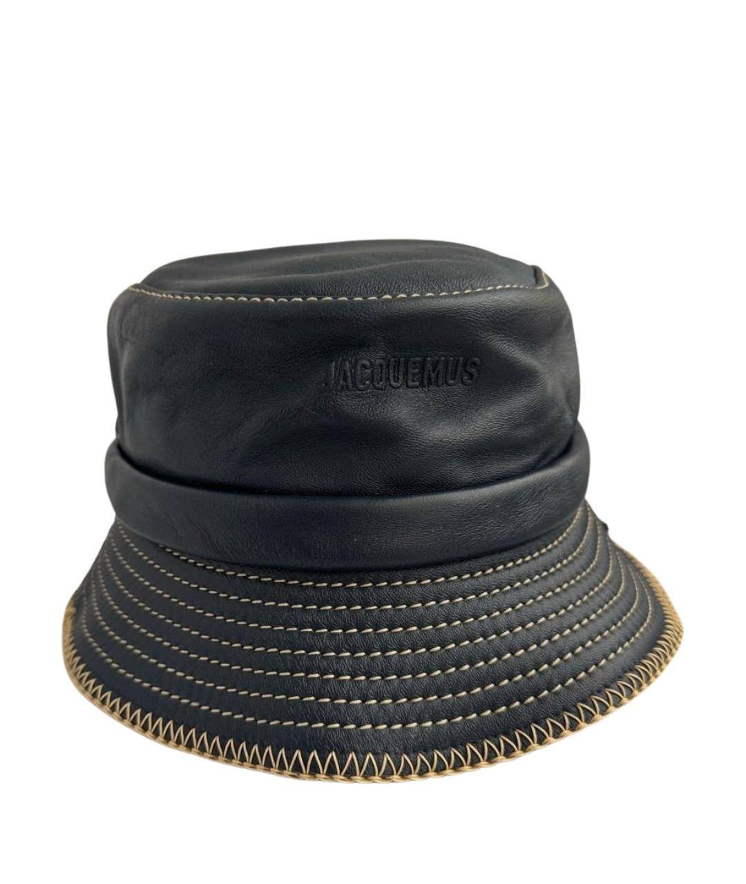 JACQUEMUS Темно-синяя кожаная панама, фото 1