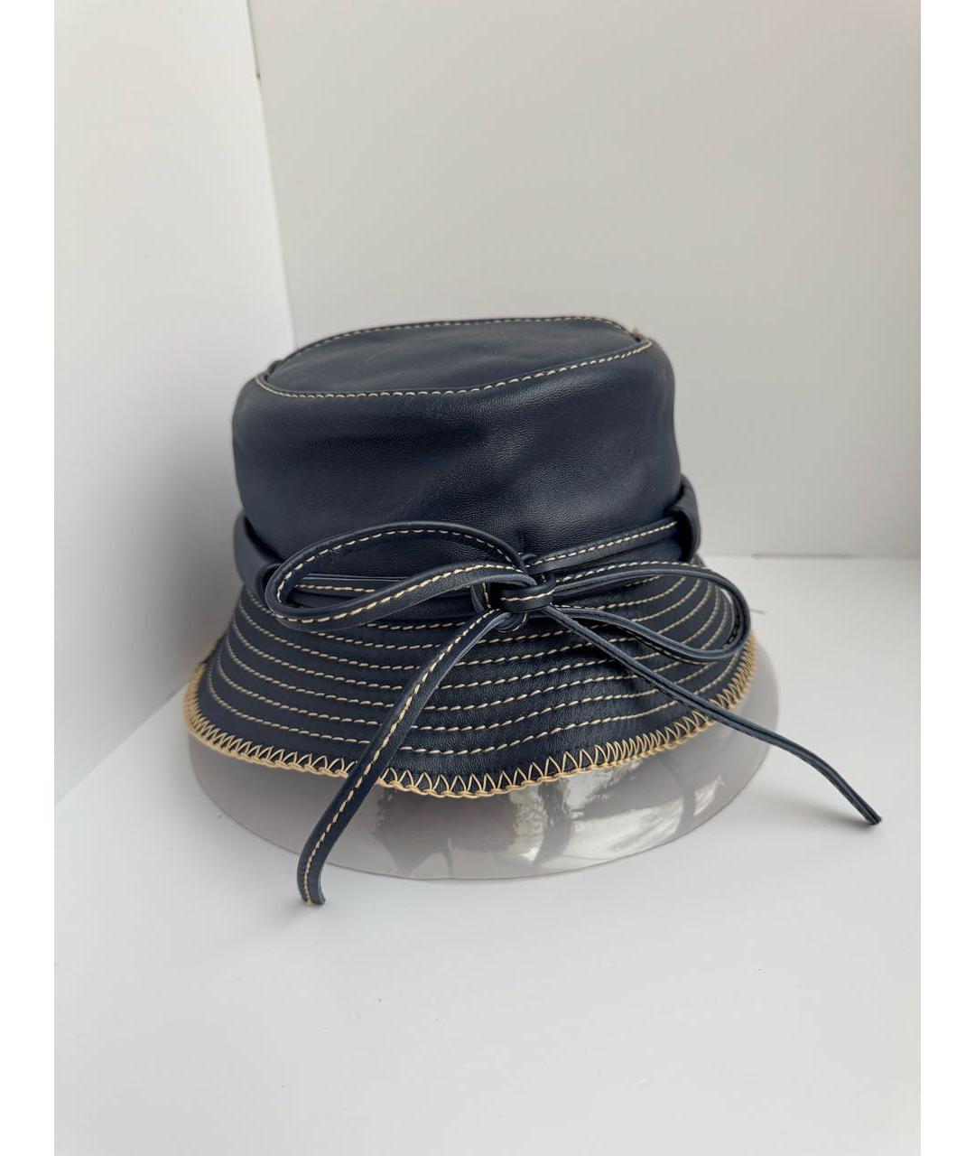 JACQUEMUS Темно-синяя кожаная панама, фото 2