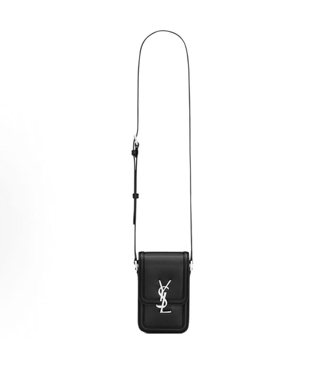 SAINT LAURENT Черная кожаная сумка через плечо, фото 9