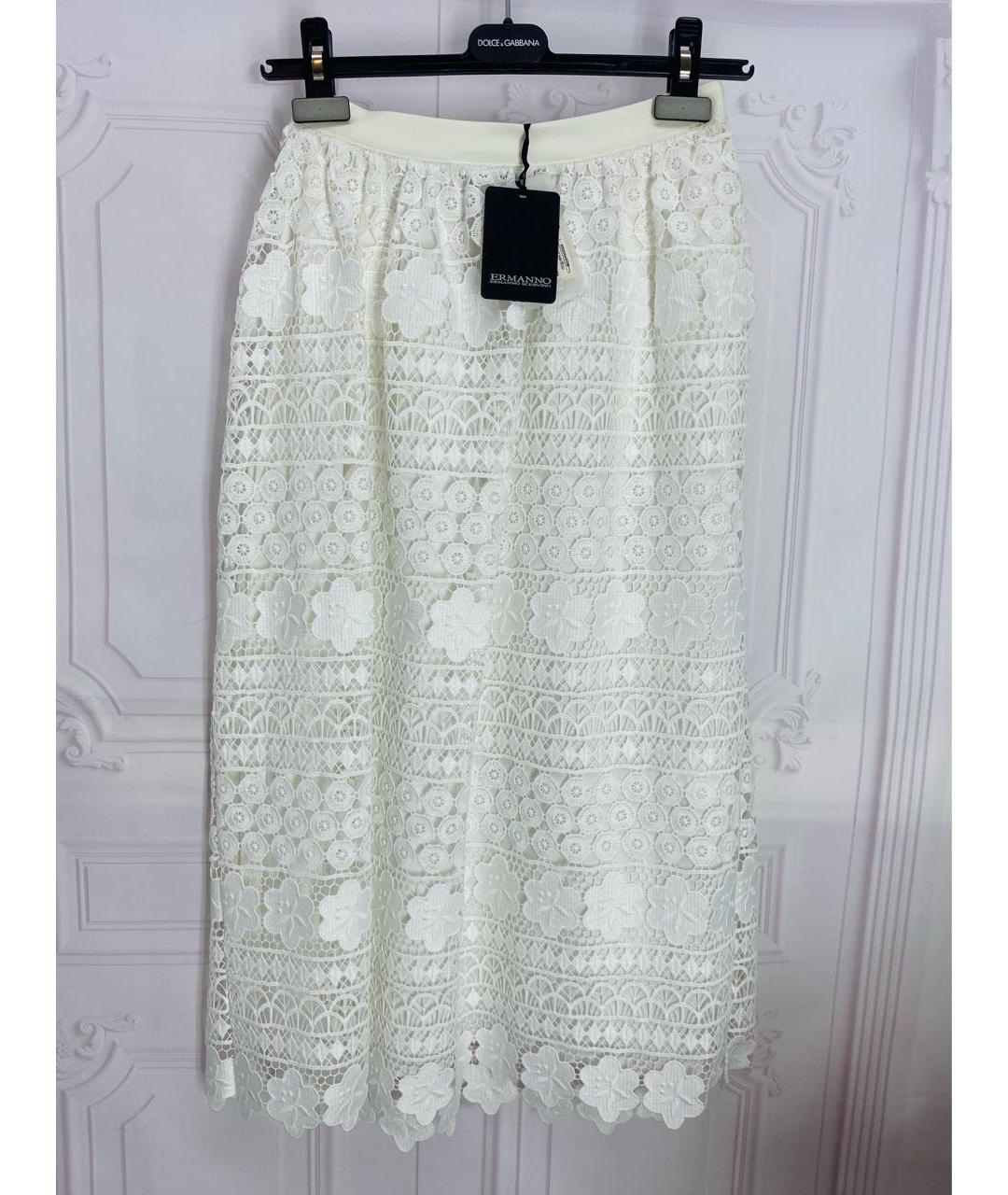 ERMANNO SCERVINO Белая полиэстеровая юбка миди, фото 5