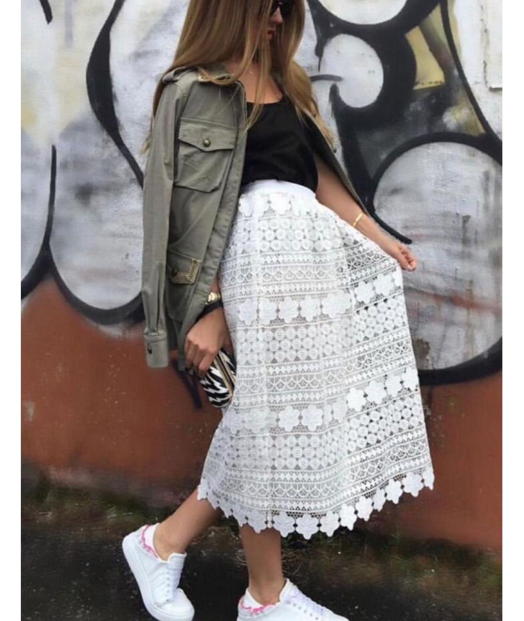 ERMANNO SCERVINO Белая полиэстеровая юбка миди, фото 7