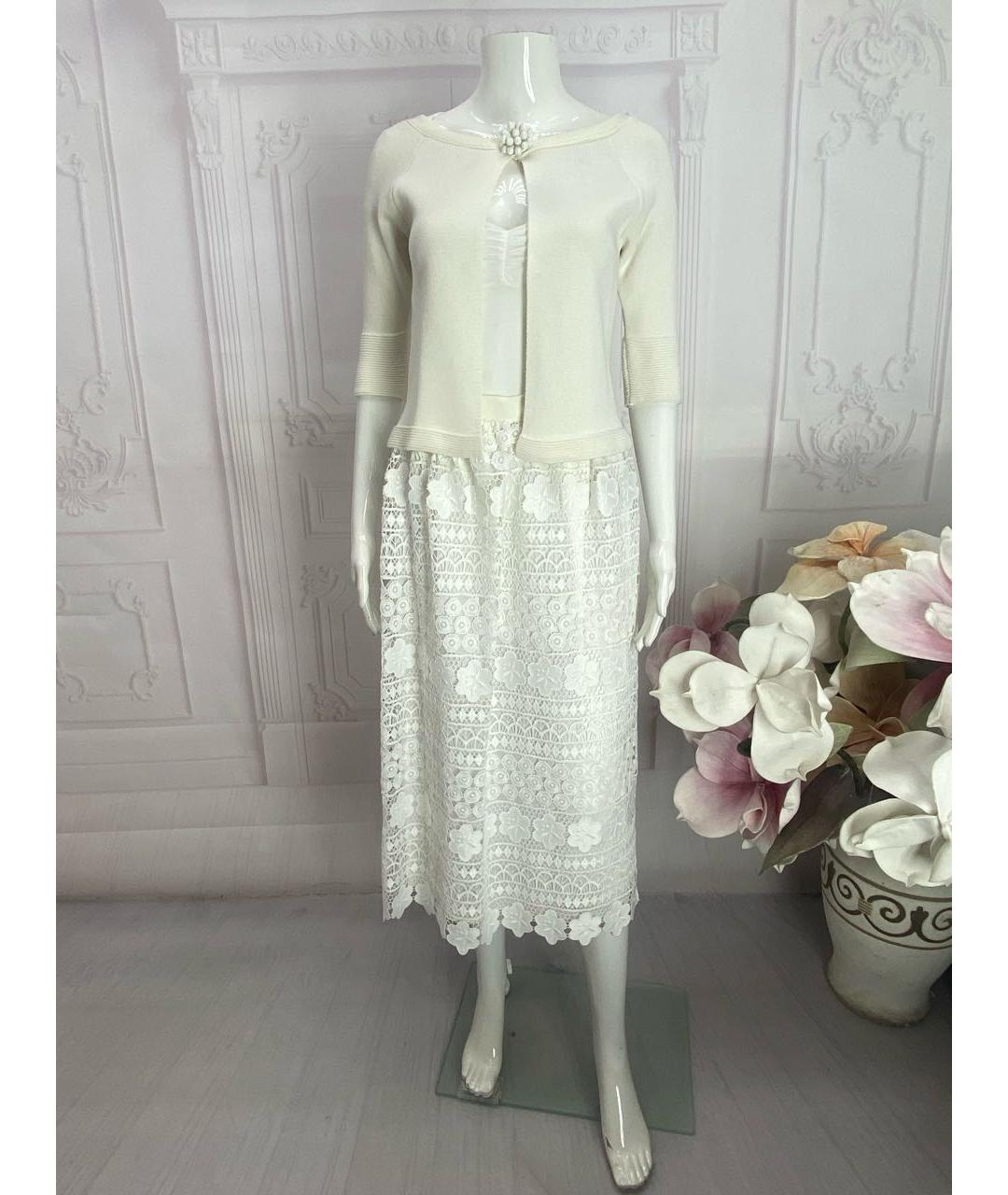 ERMANNO SCERVINO Белая полиэстеровая юбка миди, фото 6