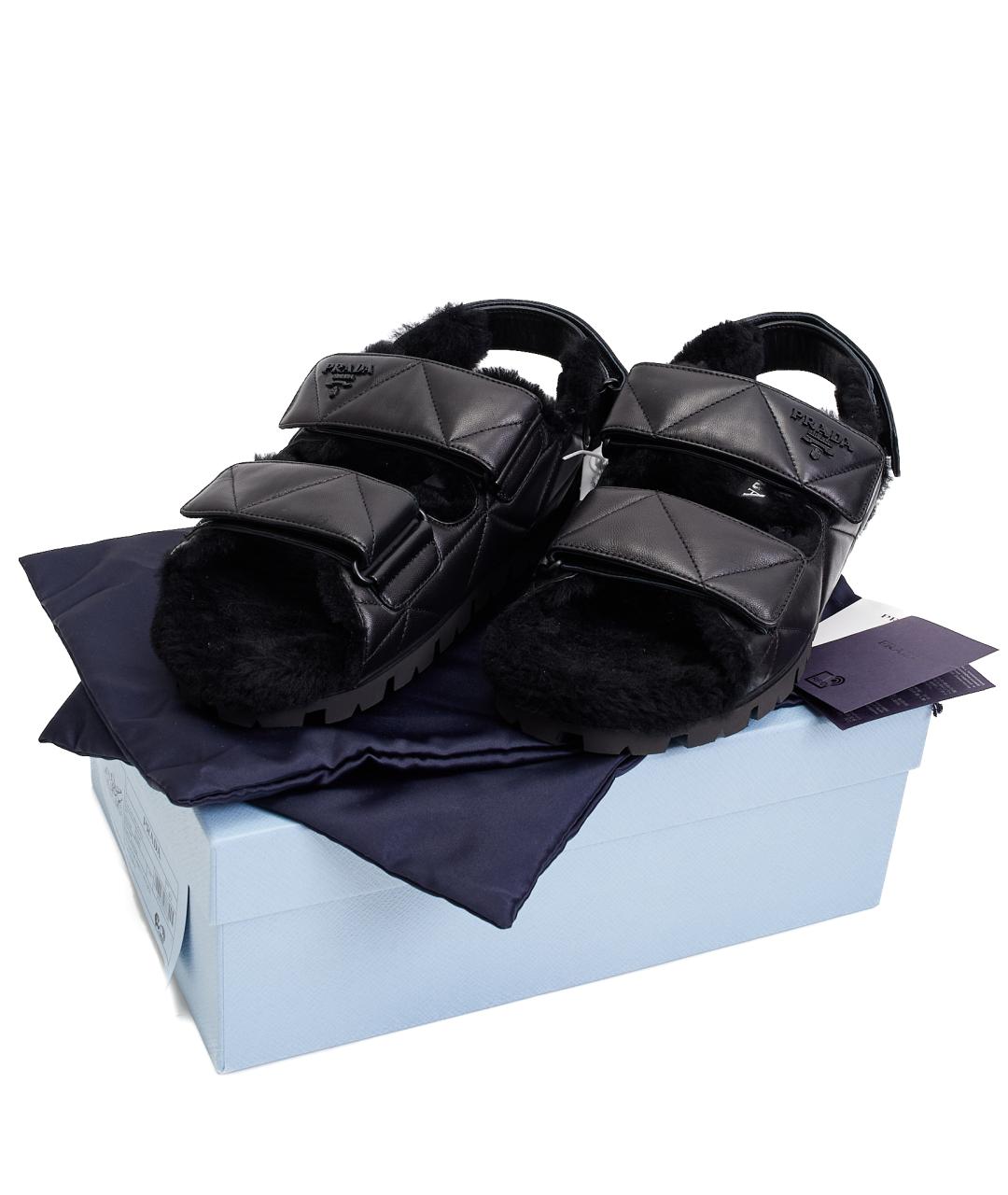 PRADA Черные кожаные сандалии, фото 8