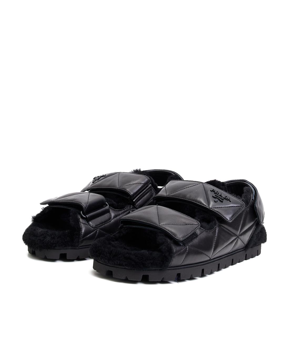 PRADA Черные кожаные сандалии, фото 2